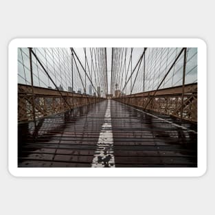 Rainy Day on the Brooklyn Bridge Brooklyn New York Cables Sticker